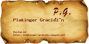 Plakinger Gracián névjegykártya